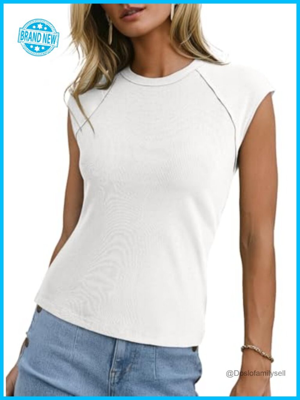 Womens Ribbed Raw Hem Cap Sleeve Slim Fit Summer T Shirt